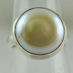 Handmade 925 Sterling <b>Silver</b> Coin Pearl <b>Ring</b> Freshwater <b>Statement</b> Promise Jewelry Gift for Her Anniversary - Product Image 3