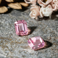 Paire d'octogones à facettes de laboratoire Padparadscha Sapphire Loose Gemstone Calibrated Pink Bead Cut Stone