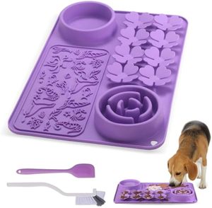 <b>Silicone</b> licking <b>mat</b> for pets slow feeder pad promotes calm feeding aids digestion safe durable dishwasher safe non slip surface - Product Image 1