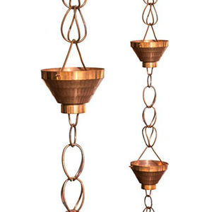 <b>Antique</b> Copper Finished Decorative Gutter Downspout Metal Rain Chain <b>For</b> Outdoor <b>Garden</b> Decoration Rain Chain - Product Image 4