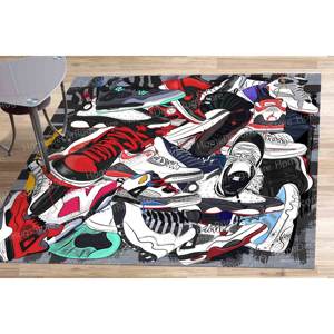 Tapis imprimé baskets, design graffiti moderne, décoration d'intérieur populaire, tapis tapisserie - Product Image 5
