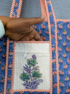 Sac fourre-tout en coton uni fait à la main avec fermeture éclair, idéal pour l'été, l'automne, l'hiver, les courses, les voyages, cadeau personnalisé pour elle, rose - Product Image 5