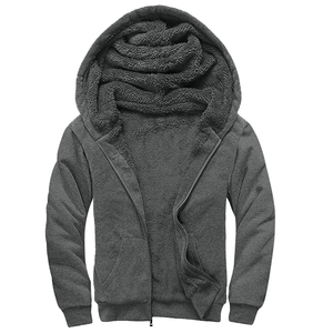 Faux Fur <b>Lined</b> <b>Hoodie</b> Custom Logo Zipper Hoodies High Quality <b>men</b> <b>Sherpa</b> <b>Hoodie</b> - Product Image 1