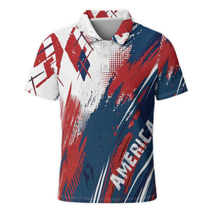 Red White Blue National <b>Flag</b> Pattern Polo Shirt Short Sleeve Casual Golf Tee Custom Teamwear - Product Image 1