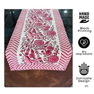 Nappe de salle à manger de luxe ethnique festive 6 places élégante nappe en pur coton 100% de créateur artisanal imprimé à la main - Product Image 2