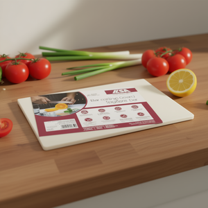 White HDPE Bar Cutting Board 25x17 cm with <b>Corners</b> and Connected Edges for Chopping - Product Image 3