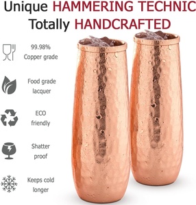 Divris Handmade Copper Wine <b>Glasses</b> Round Leak Proof Eco-Friendly for Party Modern Design - Product Image 4