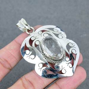 Joyería de plata hecha a mano para mujer al mejor precio, colgantes finos de latón de cristal semiprecioso, colgante elegante hecho a mano - Product Image 1