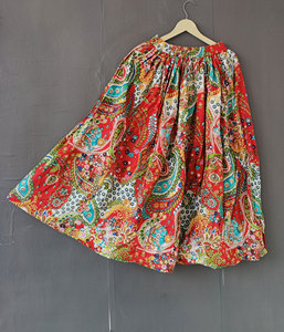 Maxi falda Bohemia, falda de algodón con estampado de bloques, vestido para mujer, falda escalonada gitana hecha a mano, falda de playa de verano de algodón - Product Image 1