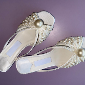 Sandales à talons hauts peep toe élégantes et raffinées pour femmes, chaussures de mariée sexy faites à la main avec perles, escarpins à talons aiguilles pour robe de soirée - Product Image 5