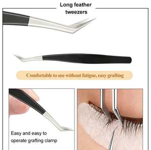 ชุดแหนบต่อขนตาเคลือบสีดำ อุปกรณ์แต่งหน้า คลิปหนีบขนตา ชุดอุปกรณ์ต่อขนตาแบบมืออาชีพ - Product Image 4