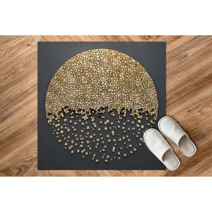 Tapis imprimé abstrait, tapis de bain moderne de luxe noir antidérapant, tapis doux non tissé - Product Image 4