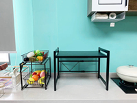 Comptoir de cuisine 2 niveaux télescopique réglable bouteille d'assaisonnement micro-ondes support de four supports de rangement et supports