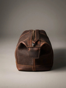 Neceser de Cuero Genuino de Capacidad Media con Cierre de Cremallera, Estilo Vintage, Duradero, para Viajes, para Hombres y Mujeres - Product Image 3