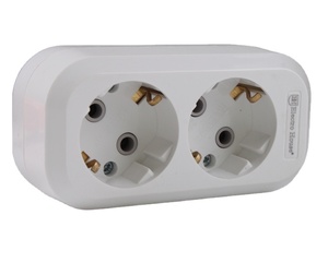 Prise d'extension blanche 2 voies avec/sans mise à la terre sans câble IP22 16A 220-250V EU/UK/US Multiprise ABS résistant aux flammes - Product Image 3
