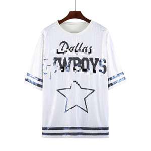 ชุดเดรสสำหรับผู้หญิงเสื้อเดรสเจอร์ซีย์ประดับเลื่อมเกมฟุตบอลสำหรับผู้หญิงคาวบอยดัลลัส - Product Image 1