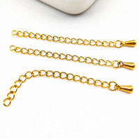 En gros, accessoires de chaîne de bijoux en acier inoxydable : fermoir goutte d'eau, chaîne de rallonge, breloque goutte d'eau, composants de bijoux DIY, extension