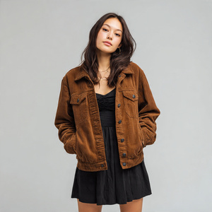 เสื้อแจ็คเก็ตทรงทรัคเกอร์สไตล์วินเทจสำหรับผู้หญิง ผ้าลูกฟูกหนานุ่ม เหมาะสำหรับฤดูหนาว เสื้อโค้ทสตรีทแวร์ เสื้อแจ็คเก็ตทรงทรัคเกอร์สำหรับผู้หญิง เสื้อแจ็คเก็ตผ้าลูกฟูกสำหรับฤดูหนาวสำหรับผู้หญิง - Product Image 2