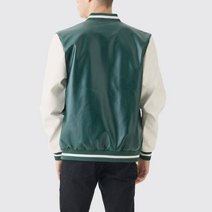 Veste de baseball varsity pour homme de haute qualité fabriquée par un fabricant OEM, broderie personnalisée, manches en cuir, veste coupe-vent - Product Image 2