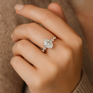 Anillo de Compromiso de Oro Sólido de 14k y 18k con Diamante Cultivado en Laboratorio con Certificación IGI Cvd HPHT Vvs, Joyería para Mujer, Corte Ovalado - Product Image 2