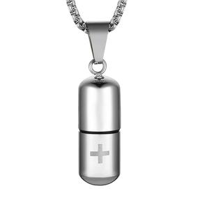Collier d'urne en argent pour cendres souvenir bijoux de crémation pour collier de pilules de Capsule humaine urne commémorative pour cendres taille personnalisée - Product Image 1