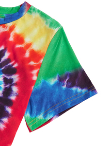 Camisetas de manga corta de punto con efecto tie-dye OEM para mujer, cuello redondo, estilo lavado a la piedra, camiseta tie-dye de verano, estilo urbano. - Product Image 5
