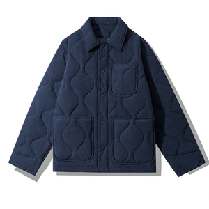 แจ็คเก็ตฤดูหนาวทำจากผ้าขนสัตว์มีฮู้ดสำหรับผู้ชายมีซิปกันลมสไตล์บอมเบอร์ทอแบบนอนวูฟเวนกันน้ำ - Product Image 4