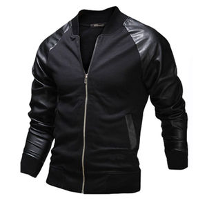 Chaqueta bomber con soporte impermeable de cuero negro personalizado de lujo para hombre, estilo de calle, patrón de letras de invierno, servicio OEM disponible - Product Image 1