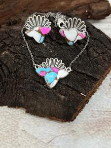 Fait à la main en argent Sterling barbe à papa Turquoise taureau collier Unique bijoux occidentaux pour les femmes tenue élégante - Product Image 4