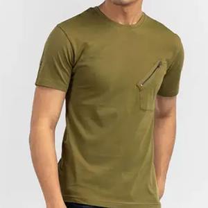 T-shirt pour hommes respirant et écologique de haute qualité Style personnalisé à manches courtes col rond haut imprimé en polyester/coton tricoté - Product Image 3