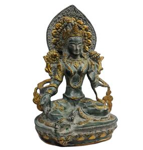 Art Handcrafted <b>Statue</b> Brass Engraving Rudra Gems <b>Gold</b> Tara Nepal & Collectible India Religious SCULPTURE Buddhism Art Figurine - Product Image 4
