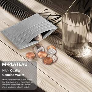 Tarjetero, billetera de cuero genuino para hombres y mujeres con 6 ranuras para tarjetas y 1 billetera de bolsillo para hombres - Product Image 4