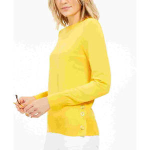 Top grigio a maniche lunghe da donna Michael Kors con colletto alla coreana e decorazione a bottoni - Taglia Small - Product Image 1