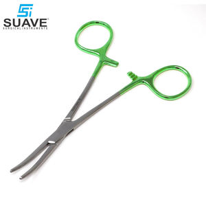 Pince hémostatique à verrouillage demi-dentelé à poignée verte 5.5 Pince hémostatique droite incurvée Kelly par SUAVE INSTRUMENTS SURGICAUX - Product Image 2