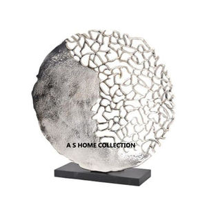 Nouveau Design Fer Métal Base En Bois Forme Ronde Blanc Imprimé Sculpture Élégant Look Moderne Maison Décorative - Product Image 4