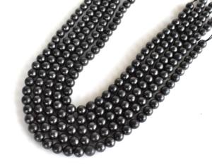 Perles rondes en shungite noire de qualité AAA de 8 mm, brins, fournisseur indien, fabrication de bijoux, pièces décoratives - Product Image 1