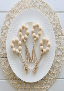 Ronds de serviette perlés en bois, ronds de serviette, rond de serviette perlé rustique en bois, décoration de table - Product Image 3