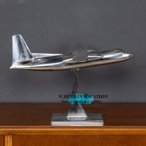 โมเดลเครื่องบินโดยสารโลหะขัดเงาสไตล์วินเทจรูปปั้นเครื่องบินย้อนยุคของสะสม - Product Image 4