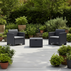 Conjunto de Muebles de Jardín de Polipropileno de 2 Plazas NEBRASKA Terrace, Color Antracita 9073 4 Bica - Product Image 3