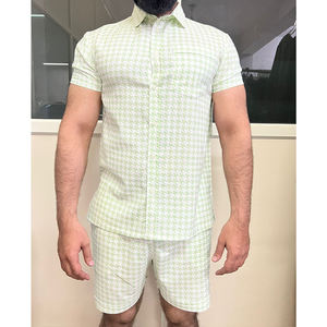 Best Selling Custom Outerwear Cotton Short Sleeve Mens Casual Cord Set <b>Shirts</b> and Shorts Streetwear Men's Clothing Suits - Product Image 1