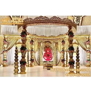 Majestuoso Mandap de Madera Tallada para Bodas Hindúes, Mandap Decorativo para Bodas Indias, Mandap de Madera Tradicional para Bodas en Canadá - Product Image 1