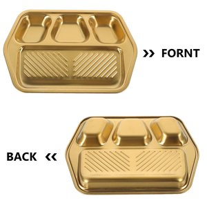 จานโลหะสำหรับอาหารแบบดั้งเดิมแข็งแรงทนทานล้างทำความสะอาดง่ายใช้ซ้ำได้และเป็นมิตรต่อสิ่งแวดล้อมสำหรับการใช้งานในชีวิตประจำวัน - Product Image 5