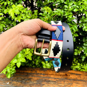 Ceinture de polo en cuir de buffle aquatique Gaucho Equestrian, fil recyclé, durable, boucle carrée en alliage de zinc solide, largeur 35 mm, personnalisable - Product Image 5