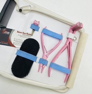 Pince à Extensions de Cheveux Multifonctionnelle en Acier Inoxydable, Pince à Ruban, Ciseaux, Étui Blanc, de Qualité Supérieure, Rose - Product Image 4