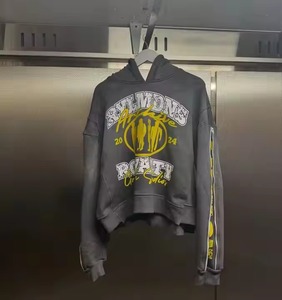 Manches personnalisées fermeture éclair DTG impression logo ourlet irrégulier coton éponge français Vintage lavé à l'acide sweat à capuche pour hommes Triple fermeture éclair - Product Image 1