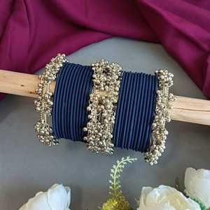 ชุดเครื่องประดับเจ้าสาวอินเดียชุดกำไลโลหะเคลือบเงาแบบคลาสสิกออกซิไดซ์แบบดั้งเดิม - Product Image 2