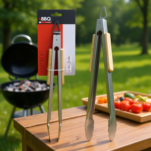 Barbecue Tongs with 37cm Stainless Steel and Wooden Handle C83506020 <b>BBQ</b> Tools - Product Image 3