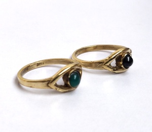 Anillos de piedra de ónix natural de estilo bohemio a la moda para mujer Colección de piedras preciosas de latón dorado personalizado - Product Image 1