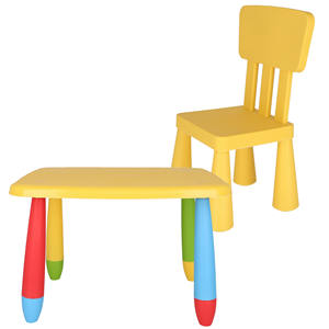 Juego de Mesa y Sillas Rectangulares Amarillas para Niños 73x58x48 cm y 38x35x cm, Muebles Infantiles de Plástico Resistente y Duradero - Product Image 1