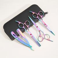 Ensemble de ciseaux de coiffure professionnels pour hommes, femmes, animaux de compagnie, salon à domicile, kit de coupe de barbier, fabricant de kits d'outils de barbier